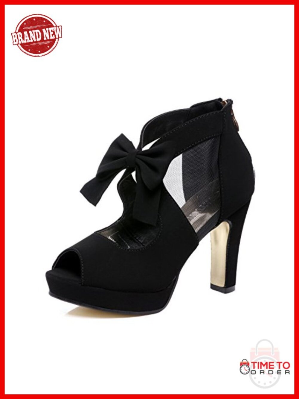 Women Platform High Heel Sandals Open Toe Bow Strappy Suede 3.9in Heels